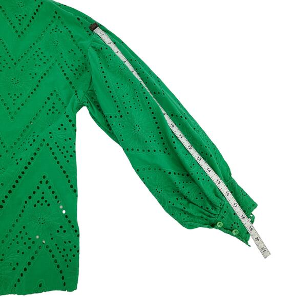 MAJE Ciggy Cotton Eyelet Shirt in Green 3|L - Picture 11 of 11